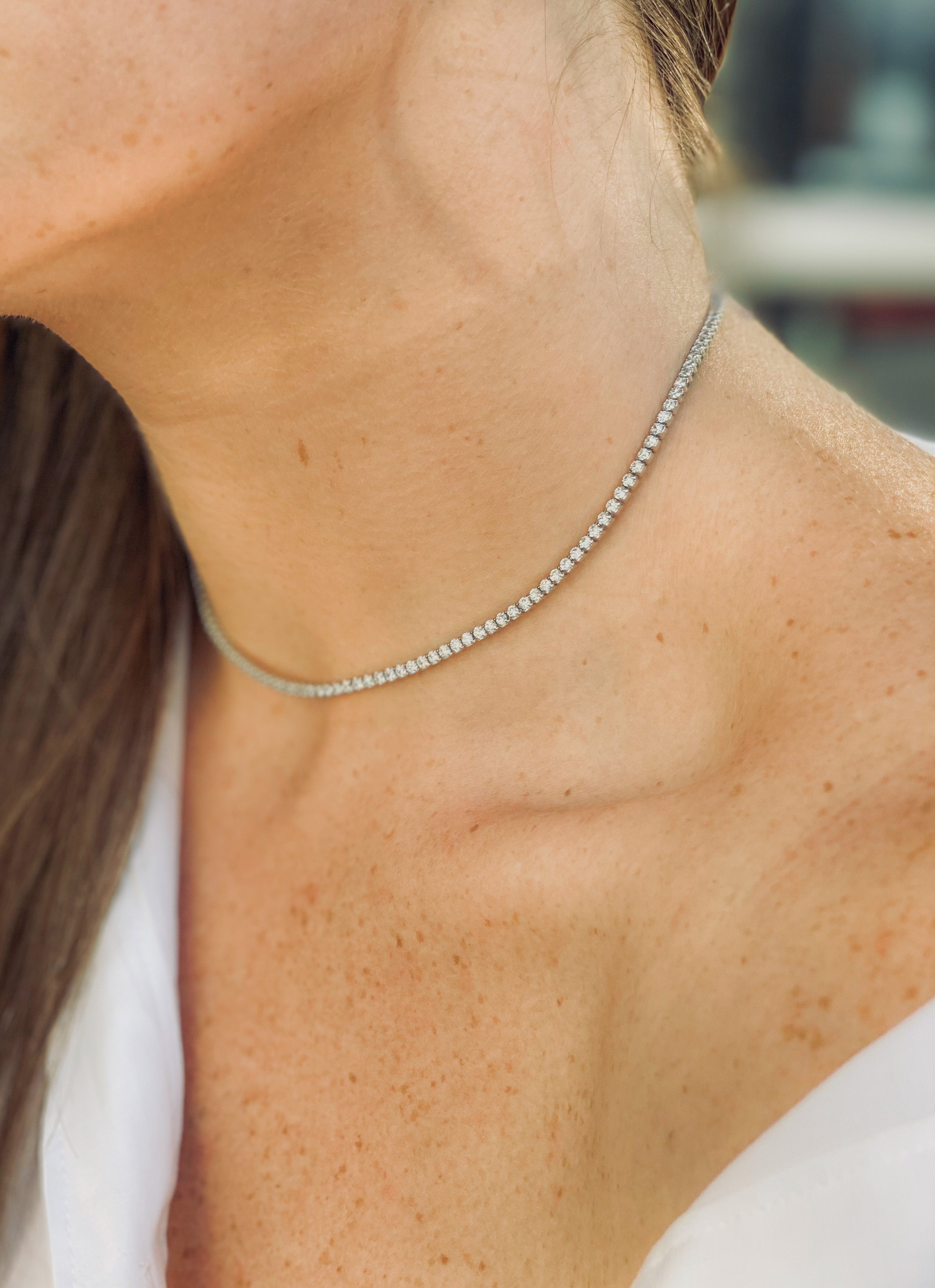 Diamond Tennis Necklace Paper Clip Chain Small – NOA Jewels